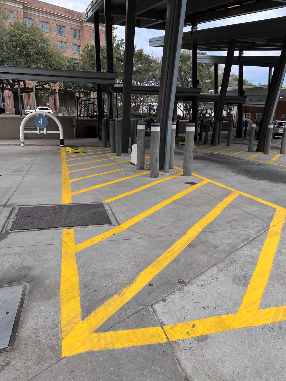 Completed bus bay 4 safety markings at CAT Bus Station Savannah