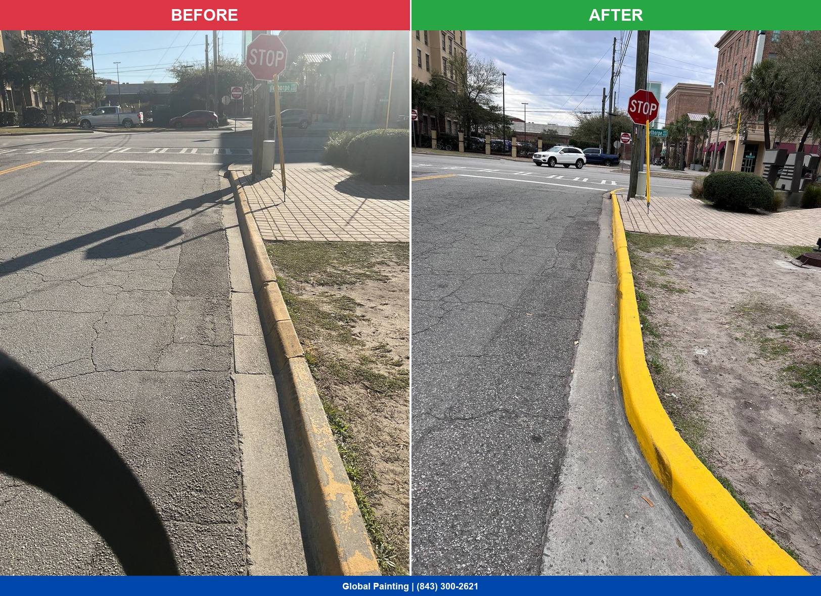 CAT Bus Transit Center curb after painting