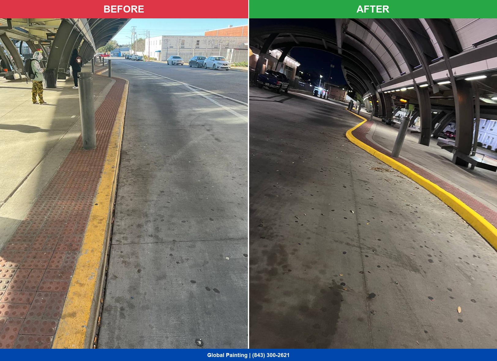 CAT Bus Transit Center curb before painting