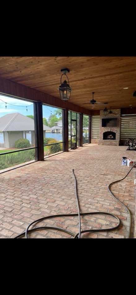 Interior screened porch with tools still on site