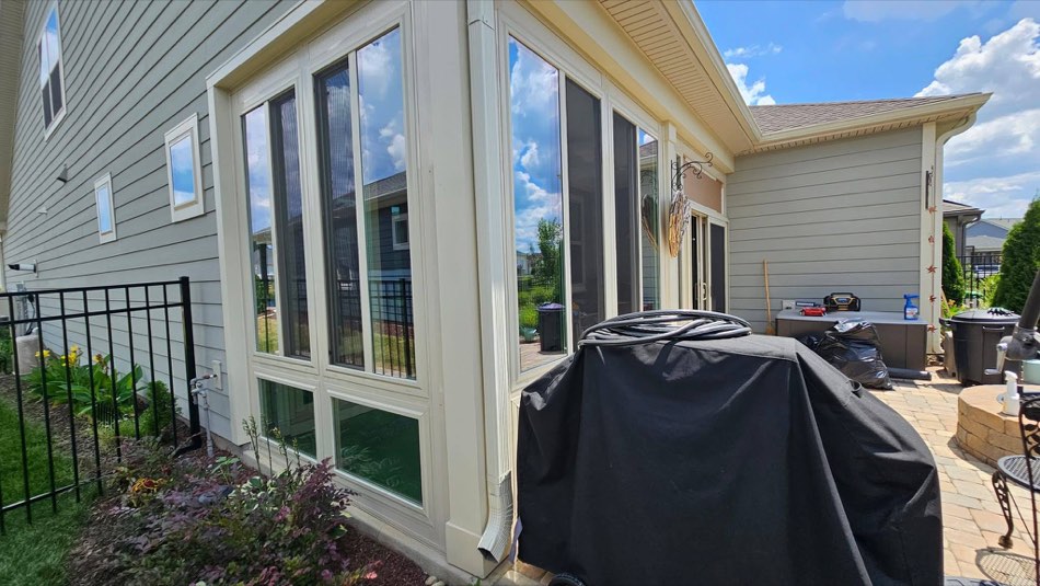 Finished sunroom in a real Lowcountry backyard